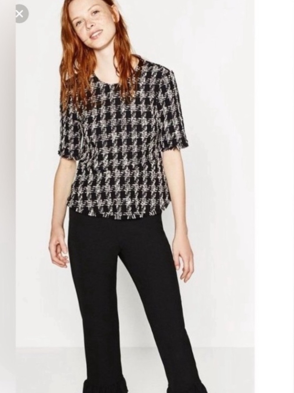 Zara Woman peplum tweed top NWOT